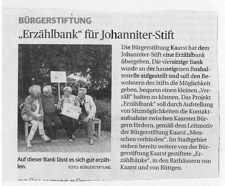 Read more about the article Erzählbank für Johanniter-Stift