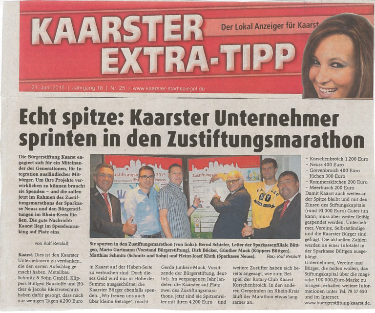 Read more about the article Kaarster Unternehmer sprinten in den Zustiftungsmarathon