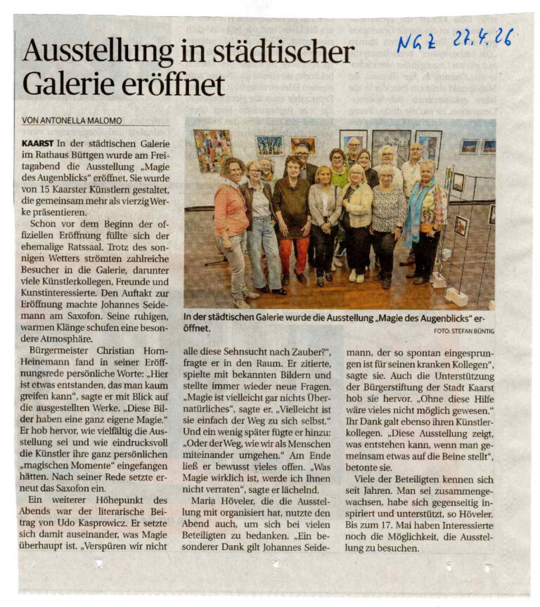 Mehr über den Artikel erfahren Ausstellung in städtischer Galerie