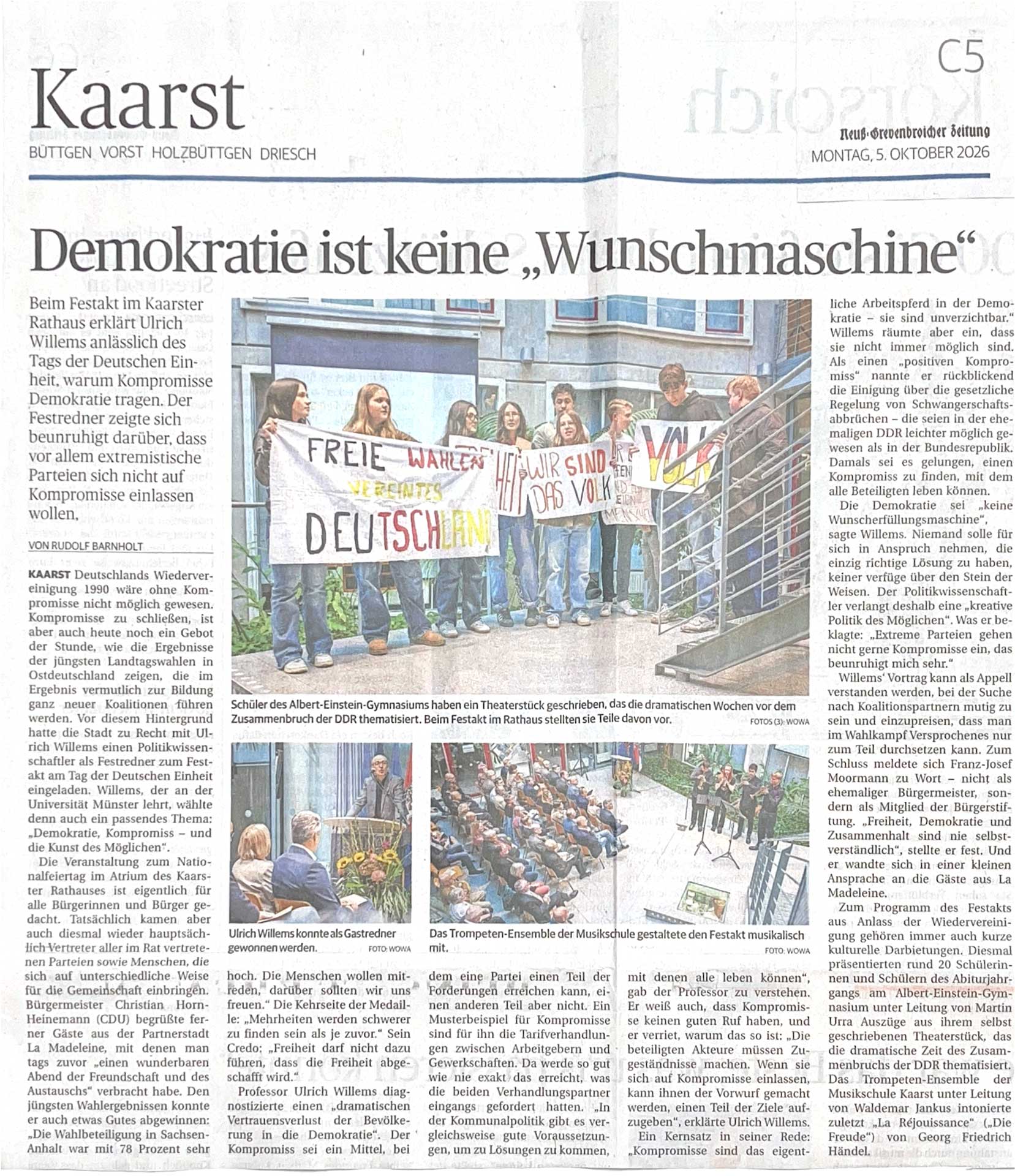 Mehr über den Artikel erfahren Demokratie ist keine „Wunschmaschine“
